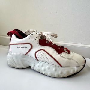 Acne Studios White Sneakers with Red Detailing